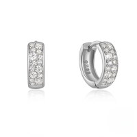 wholesale 925 Sterling Silver Geometric Zircon-studded Ear Hoops, Ear Clasps, Earrings, European And American Classic Hot-selling Ins Minimalist Style-White Gold #1