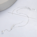 wholesale S925 Sterling Silver Korean Japanese Minimalist Geometric Bead Tassel Pendant Versatile Choker Necklace-0-3