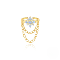 wholesale S925 Sterling Silver Marquise Cut Blue Opal Zircon Accent Fringe Drop Clip-on Earrings, Korean Style Unique Design-Single gold #2 925 silver