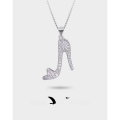 wholesale S925 Sterling Silver Light Luxury Style Niche Design High Heel Pendant Women's Collarbone Necklace with Inlaid Zirconia Stone Jewelry-0-0