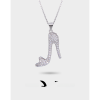 wholesale S925 Sterling Silver Light Luxury Style Niche Design High Heel Pendant Women's Collarbone Necklace with Inlaid Zirconia Stone Jewelry-Single Pendant - Without Chain 925 Silver