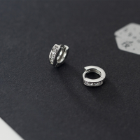 wholesale S925 silver Korean-style minimalist and fresh row of diamond small ear hoops, elegant and petite stud ear clips E5626-S925 silver pair