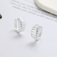 wholesale S925 Sterling Silver Textured Croissant-shaped Ear Clasps, Fashionable Commute French-style Light Luxury Versatile Earrings-312HR/approx. 5.2g 925 silver