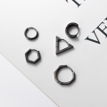 wholesale S925 silver black geometric polygon ear clips Korean trendy cool style unisex earrings M01860-0-0