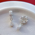 wholesale S925 ancient method silver gold-plated pure silver fittings with micro-set zirconia tassel fringe lily of the valley pendant large hole teardrop drop-0-6