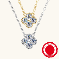 wholesale S925 Sterling Silver with K Gold Plating Four-Leaf Clover Necklace, Moissanite Pendant, Minimalist Ins Style Collarbone Chain, Celebrity Inspired Japanese and Korean Female Stars-White 0.4 carat
