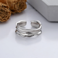 wholesale S925 Sterling Silver Korean Minimalist Ins Style Geometric Open Adjustable Ring in a Cool, Unisex Design-0-2