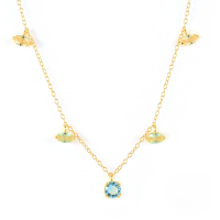 wholesale S925 Sterling Silver Geometric Turquoise Cross Teardrop Collarbone Necklace, Fashionable And Minimalist-Gold-Olivine Zircon Necklace