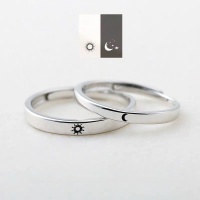 wholesale S925 Sterling Silver Maker Sun Moon Star Couple Ring Adjustable Minimalist Korean Style Birthday Valentine's Day Gift-Moon Women's Model (single price) Adjustable opening