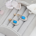 wholesale S925 Silver French-Design Retro British Style Synthetic Opal Earrings-0-5