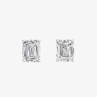 wholesale Metal material first, 1ct rectangle 5*7 four-prong simulated diamond earrings, simple and versatile earrings for women, hot sale in Europe and America by Shipei Jewelry-White (flat) [E-0125] Main stone 5*7