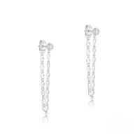 wholesale S925 Sterling Silver Tassel Mini Star Earrings With Inlaid Crystals, Perfect For Office Wear-Platinum #5 925 silver