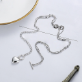 wholesale S925 Sterling Silver Retro Punk Street Hip Hop Glossy Heart Double-Layer Interlocking Chain OT Clasp Necklace-0-1