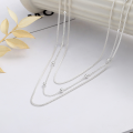 wholesale S925 sterling silver geometric sphere thin chain multi-layer necklace, edgy punk street fashion collarbone chain-0-1
