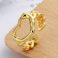 wholesale S925 Sterling Silver European and American Cross-Border Internet Celebrity Trendy Irregular Heart Geometric Open Adjustable Ring for Women-0-1