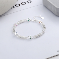 wholesale S925 Sterling Silver European and American Cross-Border Geometric Color-Blocking Dice-Shaped Niche Design Unique Bracelet-YFS150/bright silver about 8.7g>925 silver