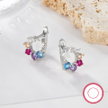 wholesale S925 silver cross-border hot-selling children's stud earrings, small and exquisite luxury colorful zircon earrings, factory direct-0-2