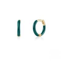 wholesale S925 Sterling Silver Round Handmade Enamel Dangle Ear Clips, Cross-border Hot-selling Fashion Trend Minimalist Personality Hoop Earrings-Gold-dark green