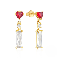 wholesale 925 Sterling Silver, New All-match Love Octagram With Zircon Crescent, European French Style Colorful Zircon Stud Earrings-Gold#2 925 Silver