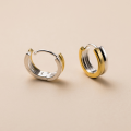 wholesale S925 silver two-tone ear clasp polishedins style fresh and simple double-ring color-separated earrings M03408-0-2
