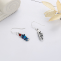 wholesale S925 Silver Retro Chinese Style Resin Thai King Blue Lotus Earrings with Creative Design-0-2