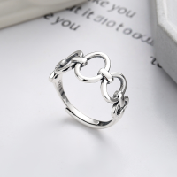 wholesale S925 Sterling Silver Irregular Interlocking Circles Ring with Ins Casual Style Design-880J/approx. 2.5g Adjustable opening