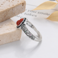 wholesale S925 Sterling Silver Auspicious Clouds Gourd South Red Agate Ring, Fashion Distressed Bright and Matte Finish Index Finger Ring for Elegant Temperament-0-3