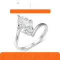 wholesale S925 Sterling Silver Golden Moissanite Ring Marquise Main Stone Simple and Luxurious Design Women's Commuting Best Seller-0-0