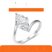 wholesale S925 Sterling Silver Golden Moissanite Ring Marquise Main Stone Simple and Luxurious Design Women's Commuting Best Seller-Platinum 3 carats (with certificate)  5 US
