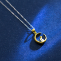 wholesale S925 Silver Necklace Pendant Women's Ethereal Cute Moon Rabbit Necklace Elegant Sweet Set Chain D4539-0-2