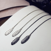 wholesale 990 Sterling Silver Feather Ear Thread Women's Vintage Minimalist Trendy Elegant Earrings Studs Student Jewelry-A pair of silver feathers>99 silver