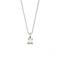 wholesale S925 Sterling Silver Classic Four-prong Opal Pendant Necklace-Platinum