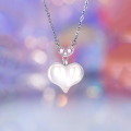 wholesale S925 Sterling Silver White Chalcedony Heart Necklace for Women, New Sweet and Fashionable Luxury Small Design High-End Sense Collarbone Chain-0-0