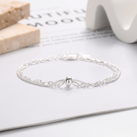 wholesale 925 Sterling Silver Korean-style Minimalist Double-layer Snake Bone Chain Bracelet, Versatile Gift for Best Friends, Women's Jewelry-313FS/approx. 3.6g>925 silver