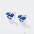 wholesale S925 silver cross-border hot-selling butterfly ear studs with zirconia inlay, small design, children's Halloween gift-0-6