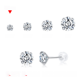 wholesale 925 Sterling Silver Moissanite Stud Earrings Simple Four-Prong Single Stone Earrings for Women Versatile Elegant Moissanite Earrings Hypoallergenic Ear Jewelry-0-5