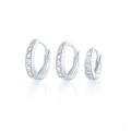 wholesale S925 Sterling Silver Round Zircon Accented Drop Hoop Earrings, Korean Style Light Luxury Trendy-0-4
