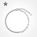 wholesale S925 Sterling Silver INS Style Women's Bracelet with High-End Sense Row Diamond Chain Link Splice Design, Small Luxury Fashion Bracelet-0-3