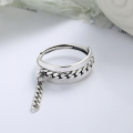 wholesale S925 Sterling Silver Korean Style Creative Chain Tassel Mixed Index Finger Ring Hip Hop Open Adjustable Ring-0-1