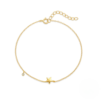 wholesale S925 Sterling Silver Minimalist Ins Star Zircon Accent Versatile Unisex Bracelet-Gold 925 silver