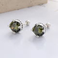 wholesale S925 Sterling Silver Korean-style Zircon Candy Color Crown Base Design Literary and Artistic Minimalist Stud Earrings-0-1
