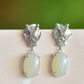 wholesale 925 Silver with Certificate, Vintage-style Hetian Jade Earrings, Hanfu Qipao Ear Drops, Year of the Dragon Zodiac Gemstone Ear Accessories-0-0