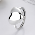 wholesale S925 Sterling Silver Korean-style Trendy Fresh and Delicate Large Heart Three-Dimensional Thumping Design Versatile Openable Ring-0-0