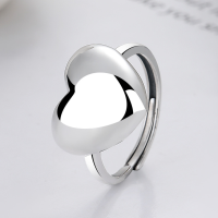 wholesale S925 Sterling Silver Korean-style Trendy Fresh and Delicate Large Heart Three-Dimensional Thumping Design Versatile Openable Ring-YFJ1073/approx. 2.8g Adjustable opening