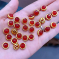 wholesale S925 Gold-Plated Natural Red Agate Accessories, Necklace Bracelet Pendant Hanging Ornament DIY Silver Jewelry Accessories Materials-0-5