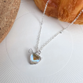wholesale S925 Sterling Silver Iridescent Moonlight Zircon Heart Necklace for Women, New Arrival LuxuryCollarbone Chain-0-3