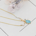 wholesale S925 Silver Plated with 14K Gold, Japanese-Inspired Minimalist Semi-Luxury Style, Sea Sediment Stone and Clear Crystal Pendant-0-0