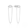 wholesale 925 Sterling Silver Hot-sell Pearl And Zircon Drop Earrings With Chain Tassel-0-5