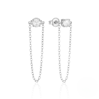wholesale 925 Sterling Silver Hot-sell Pearl And Zircon Drop Earrings With Chain Tassel-Platinum #1 925 Silver