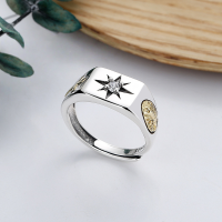 wholesale S925 Sterling Silver Retro Fashion Stylish Wide Cross Octagram Sun Ray Open Ring-YFJ575/approx. 7.1g>Adjustable opening